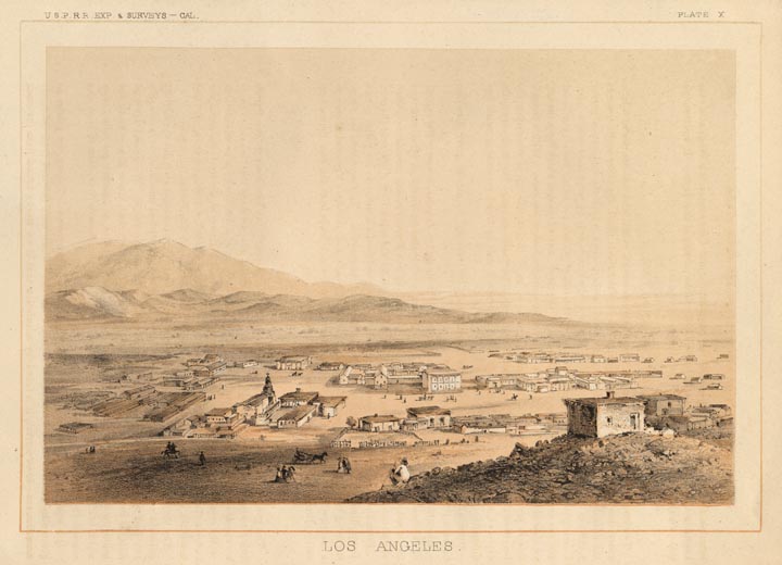 Aerial view of Los Angeles in 1856