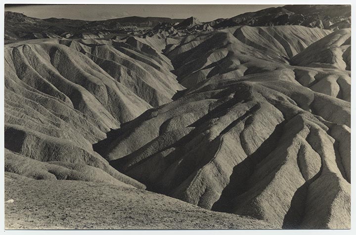 View looking at barron hills in Death Valley from Zabrieskie Point. Possibly a photo by Louis Stellman. (State Library Image 2007-0402)