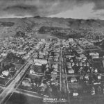 aerial view of city in distance Berkeley 1908