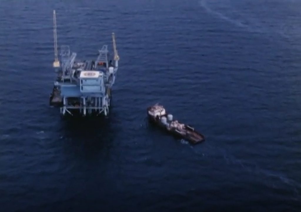 Video Still of "Santa Barbara oil spill" from the California State Archives. Digitized by California Revealed. https://californiarevealed.org/islandora/object/cavpp%3A16869