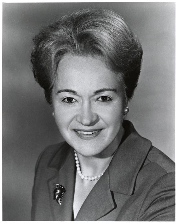 Bust-length portrait of Ivy Baker Priest, U.S. Treasurer 1953-1961 and California State Treasurer 1967-1974.