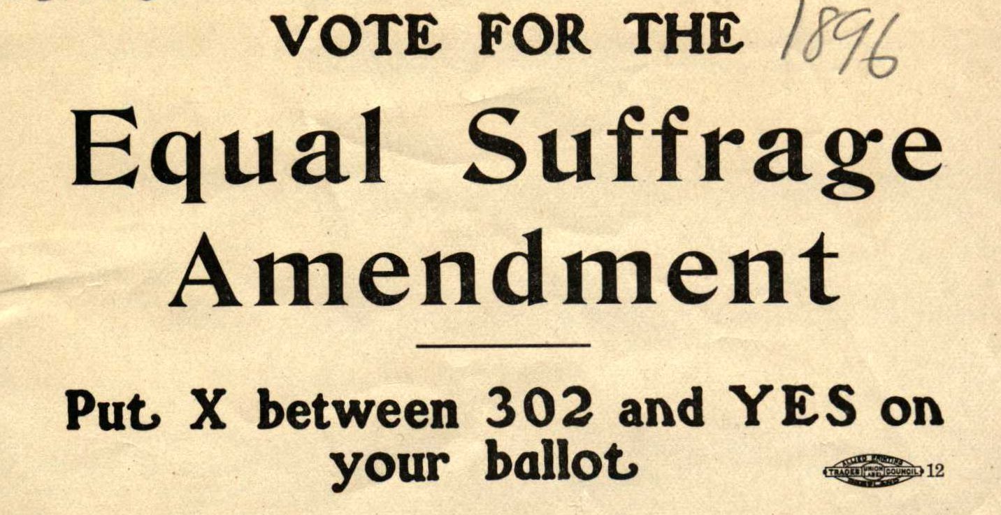 Card shows the slogan "Vote for the Equal Suffrage Amendment"