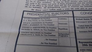 Presidential Electors ballot shiowing Charlotta Bass's name, alongside Vincent Hallinan's.