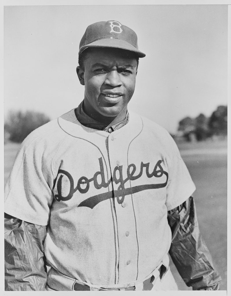 Jackie Robinson in his Brooklyn Dodgers uniform