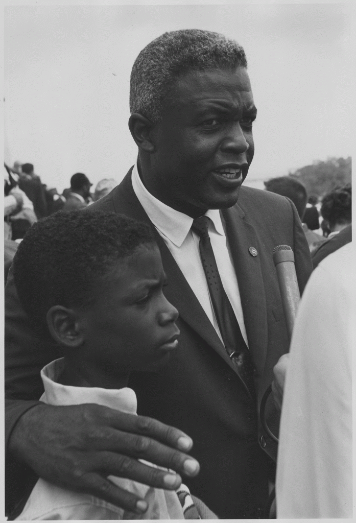 Jackie Robinson with his son at Civil Rights March on Washington, D.C.