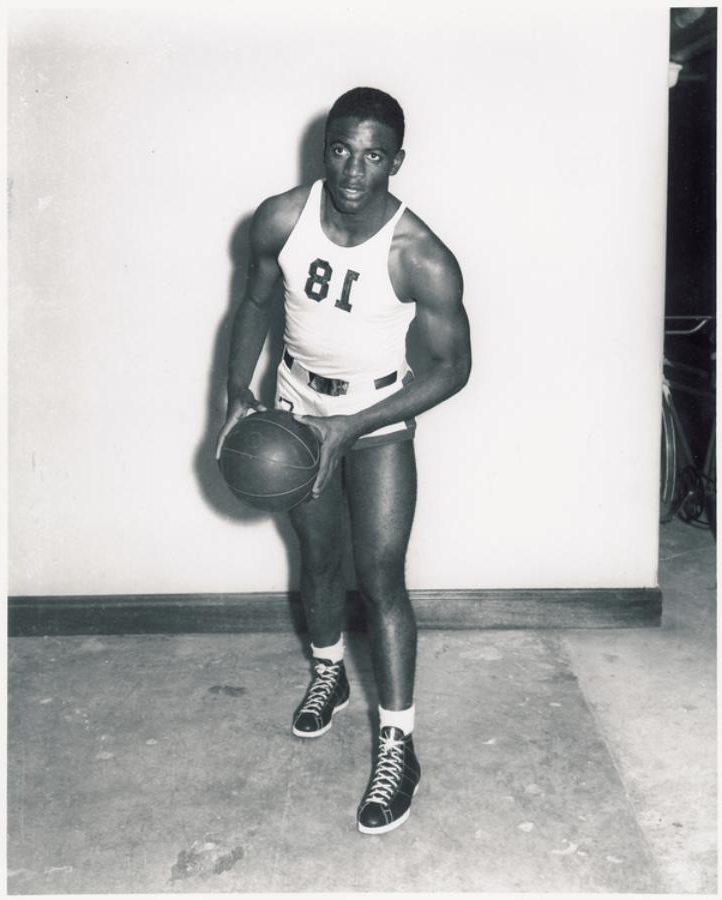 Jackie Robinson in Basketball Uniform.